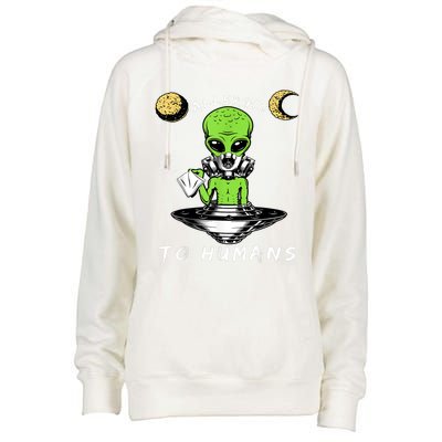 Allergic To Humans Funny Alien Ufo Sniffing Womens Funnel Neck Pullover Hood