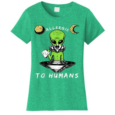 Allergic To Humans Funny Alien Ufo Sniffing Women's T-Shirt