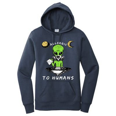 Allergic To Humans Funny Alien Ufo Sniffing Women's Pullover Hoodie