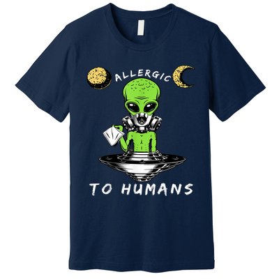 Allergic To Humans Funny Alien Ufo Sniffing Premium T-Shirt