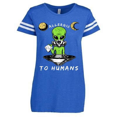 Allergic To Humans Funny Alien Ufo Sniffing Enza Ladies Jersey Football T-Shirt