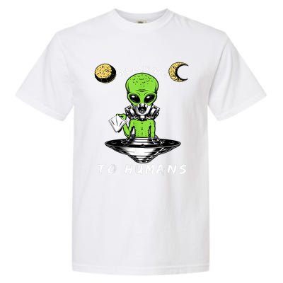 Allergic To Humans Funny Alien Ufo Sniffing Garment-Dyed Heavyweight T-Shirt