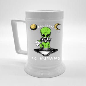 Allergic To Humans Funny Alien Ufo Sniffing Beer Stein