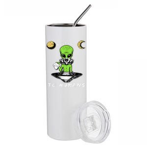 Allergic To Humans Funny Alien Ufo Sniffing Stainless Steel Tumbler