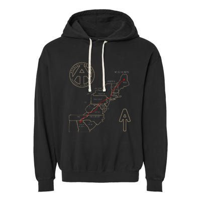 Appalachian Trail Hiking Map Outdoor Adventure Trailing Garment-Dyed Fleece Hoodie