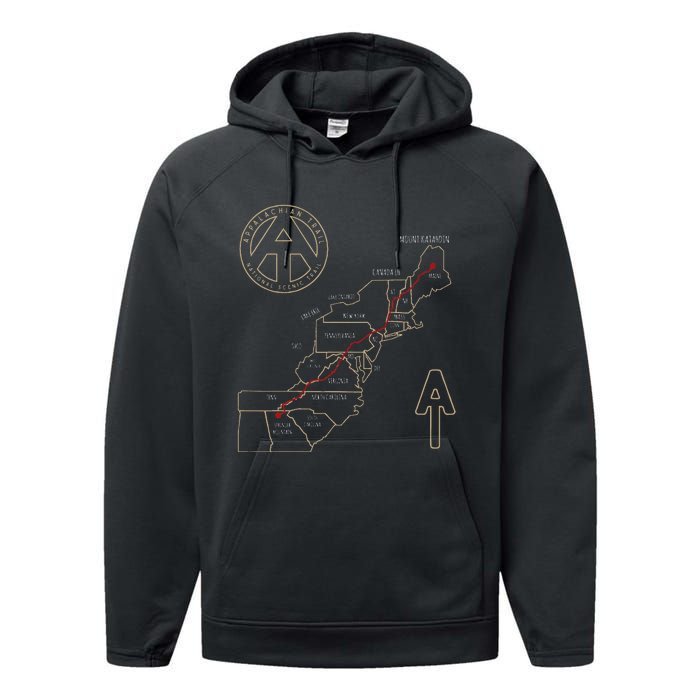 Appalachian Trail Hiking Map Outdoor Adventure Trailing Performance Fleece Hoodie