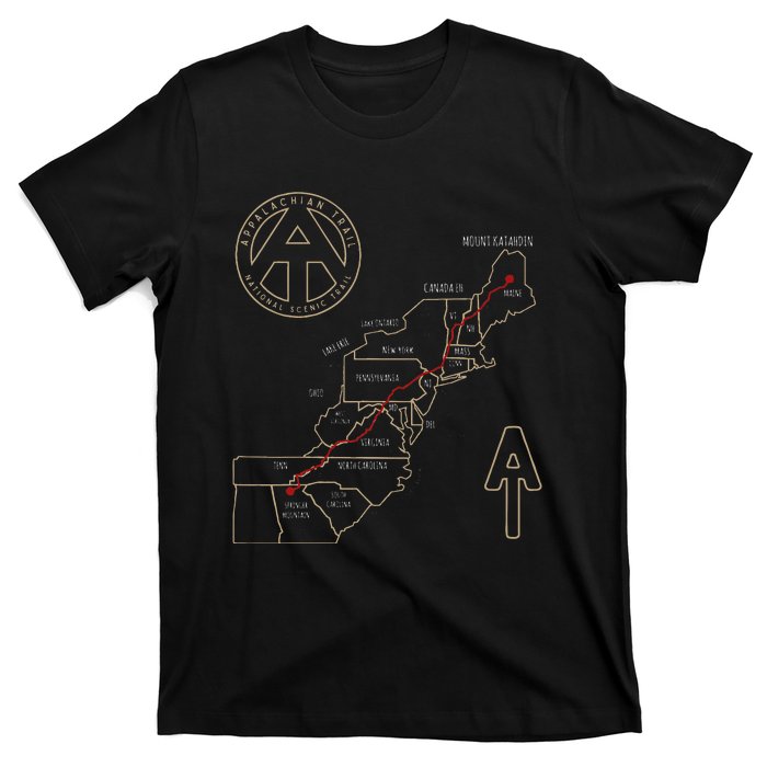 Appalachian Trail Hiking Map Outdoor Adventure Trailing T-Shirt