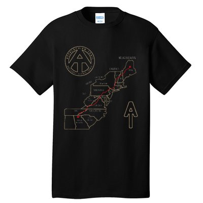 Appalachian Trail Hiking Map Outdoor Adventure Trailing Tall T-Shirt