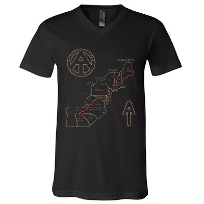 Appalachian Trail Hiking Map Outdoor Adventure Trailing V-Neck T-Shirt