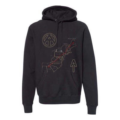 Appalachian Trail Hiking Map Outdoor Adventure Trailing Premium Hoodie