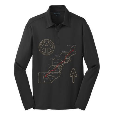 Appalachian Trail Hiking Map Outdoor Adventure Trailing Silk Touch Performance Long Sleeve Polo