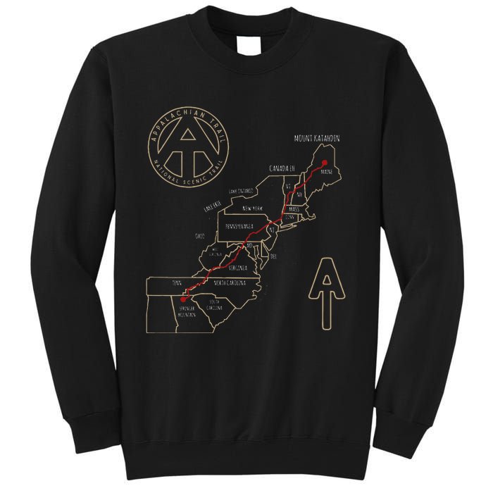 Appalachian Trail Hiking Map Outdoor Adventure Trailing Tall Sweatshirt