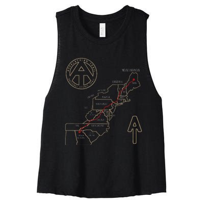 Appalachian Trail Hiking Map Outdoor Adventure Trailing Women's Racerback Cropped Tank