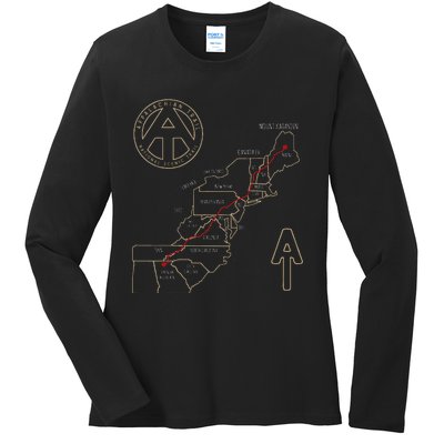 Appalachian Trail Hiking Map Outdoor Adventure Trailing Ladies Long Sleeve Shirt