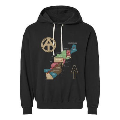 Appalachian Trail Hiking Map Garment-Dyed Fleece Hoodie