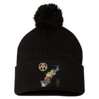 Appalachian Trail Hiking Map Pom Pom 12in Knit Beanie