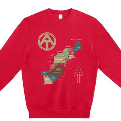 Appalachian Trail Hiking Map Premium Crewneck Sweatshirt