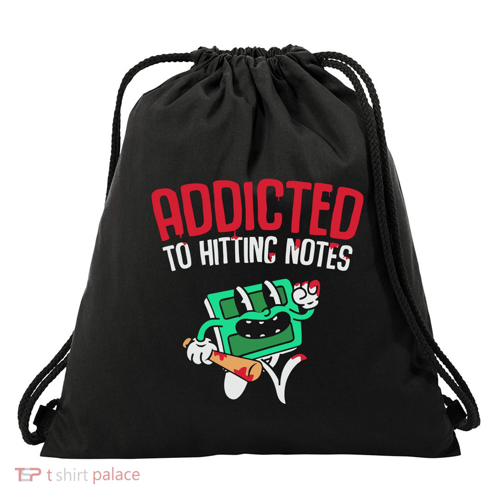 Addicted To Hitting Notes Drawstring Bag