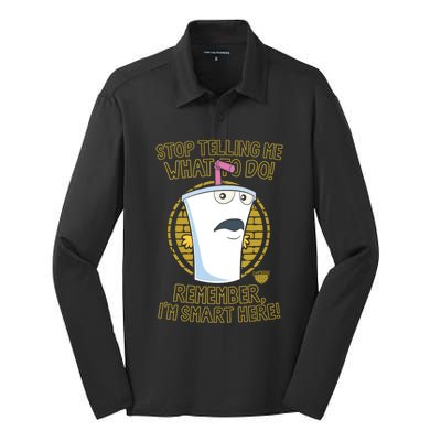 Aqua Teen Hunger Force Stop Cool Gift Silk Touch Performance Long Sleeve Polo