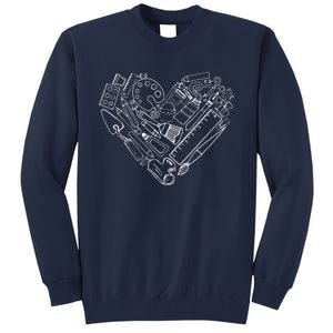 Art Teacher Heart Shape Teacher Apparel Tall Sweatshirt