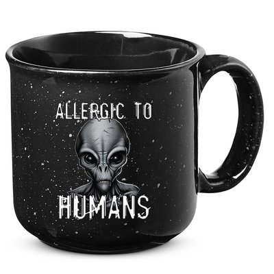 Allergic To Humans Funny Ufo Paranormal 15oz Campfire Ceramic Mug