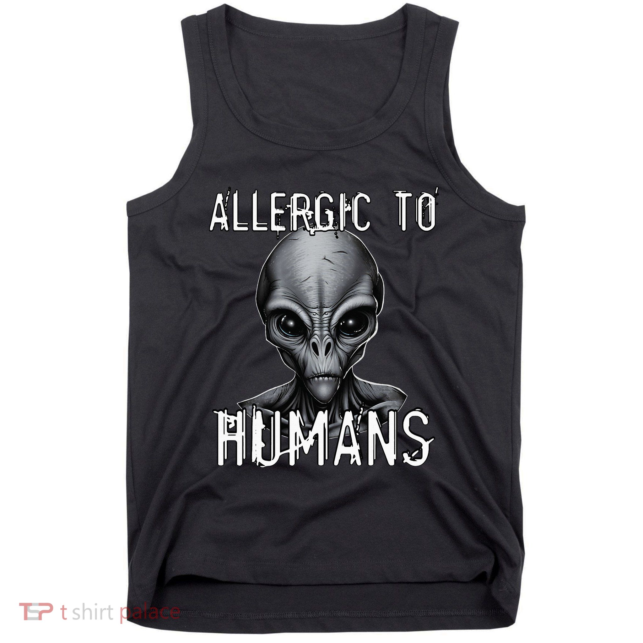 Allergic To Humans Funny Ufo Paranormal Tank Top
