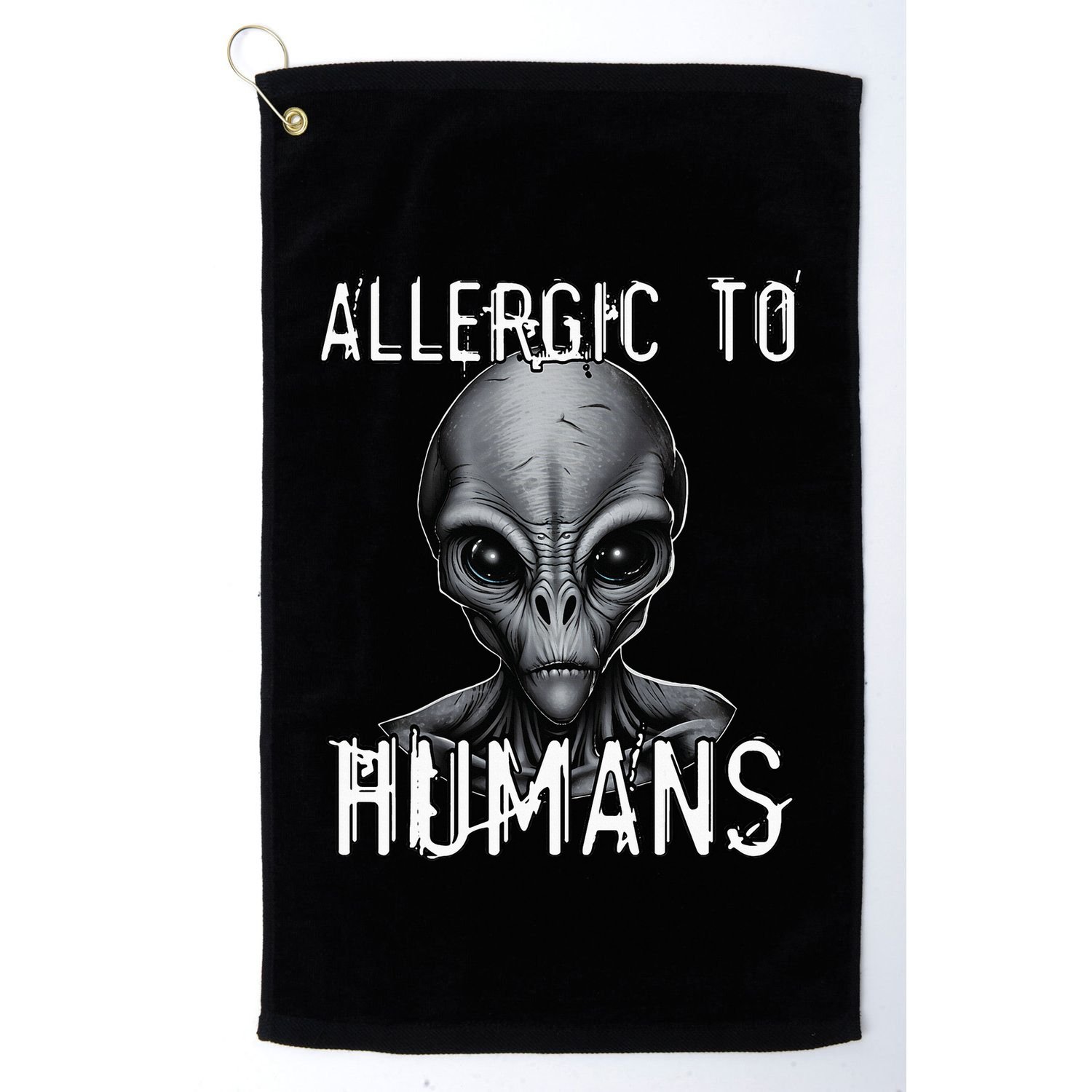 Allergic To Humans Funny Ufo Paranormal Golf Towel