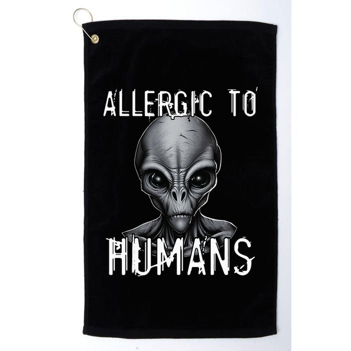 Allergic To Humans Funny Ufo Paranormal Golf Towel