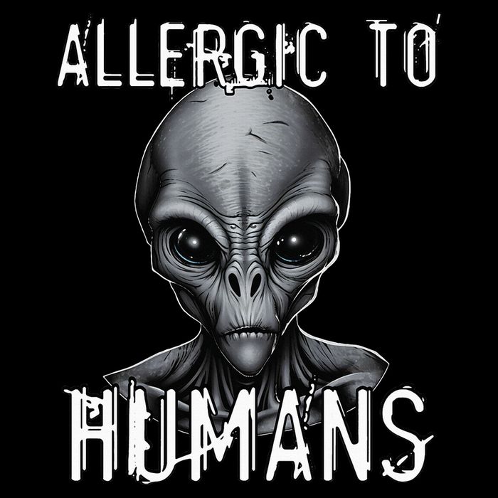 Allergic To Humans Funny Ufo Paranormal Cropped Pullover Crew