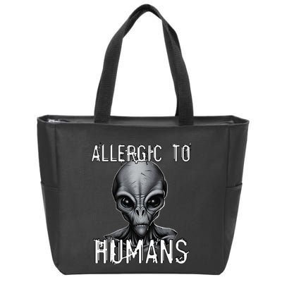 Allergic To Humans Funny Ufo Paranormal Zip Tote Bag
