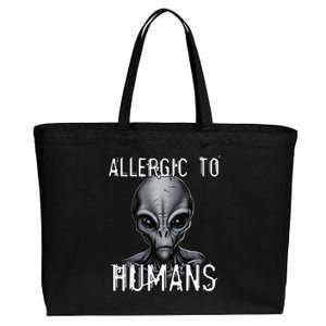 Allergic To Humans Funny Ufo Paranormal Cotton Canvas Jumbo Tote