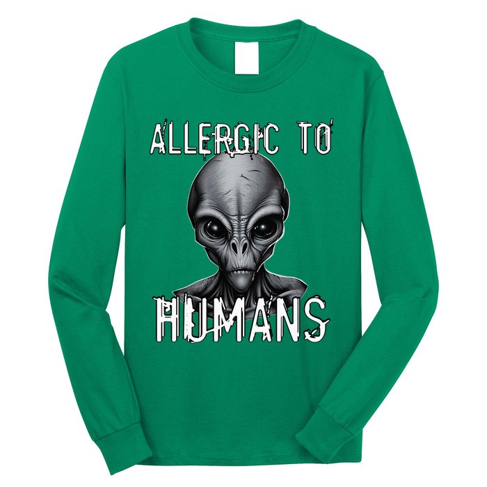 Allergic To Humans Funny Ufo Paranormal Long Sleeve Shirt