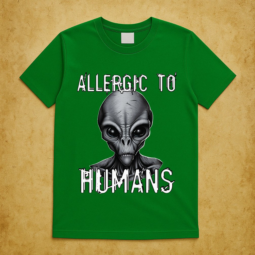 Allergic To Humans Funny Ufo Paranormal T-Shirt