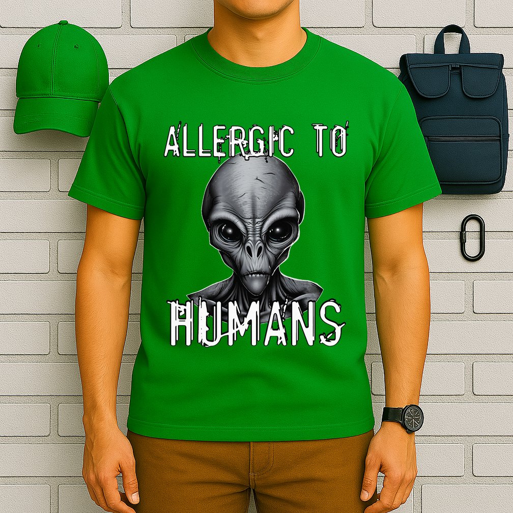 Allergic To Humans Funny Ufo Paranormal T-Shirt
