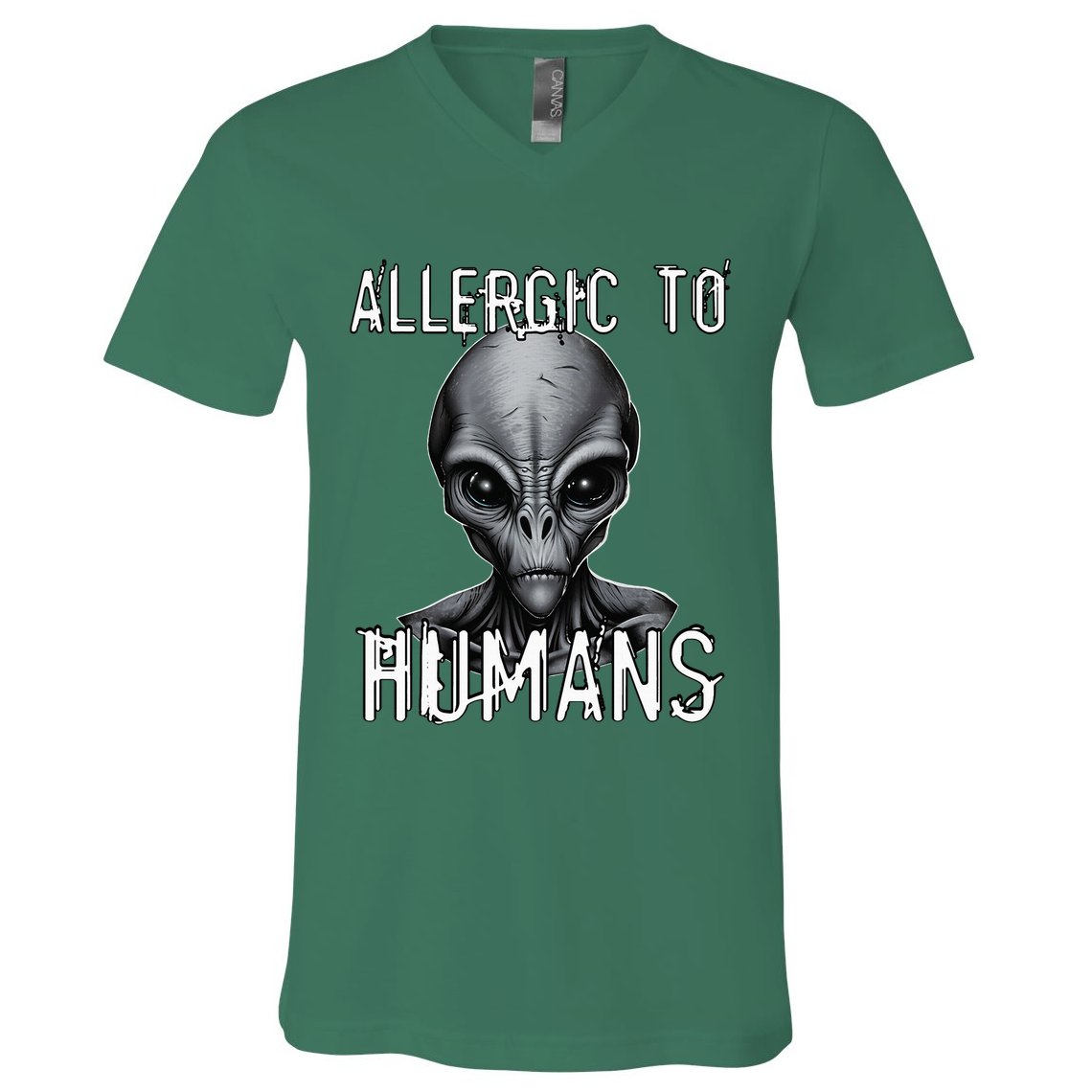 Allergic To Humans Funny Ufo Paranormal V-Neck T-Shirt