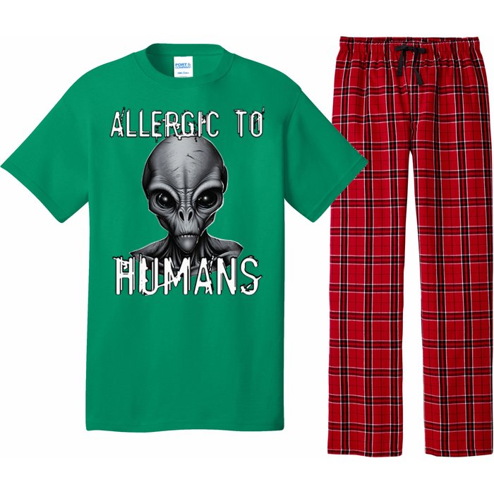 Allergic To Humans Funny Ufo Paranormal Pajama Set