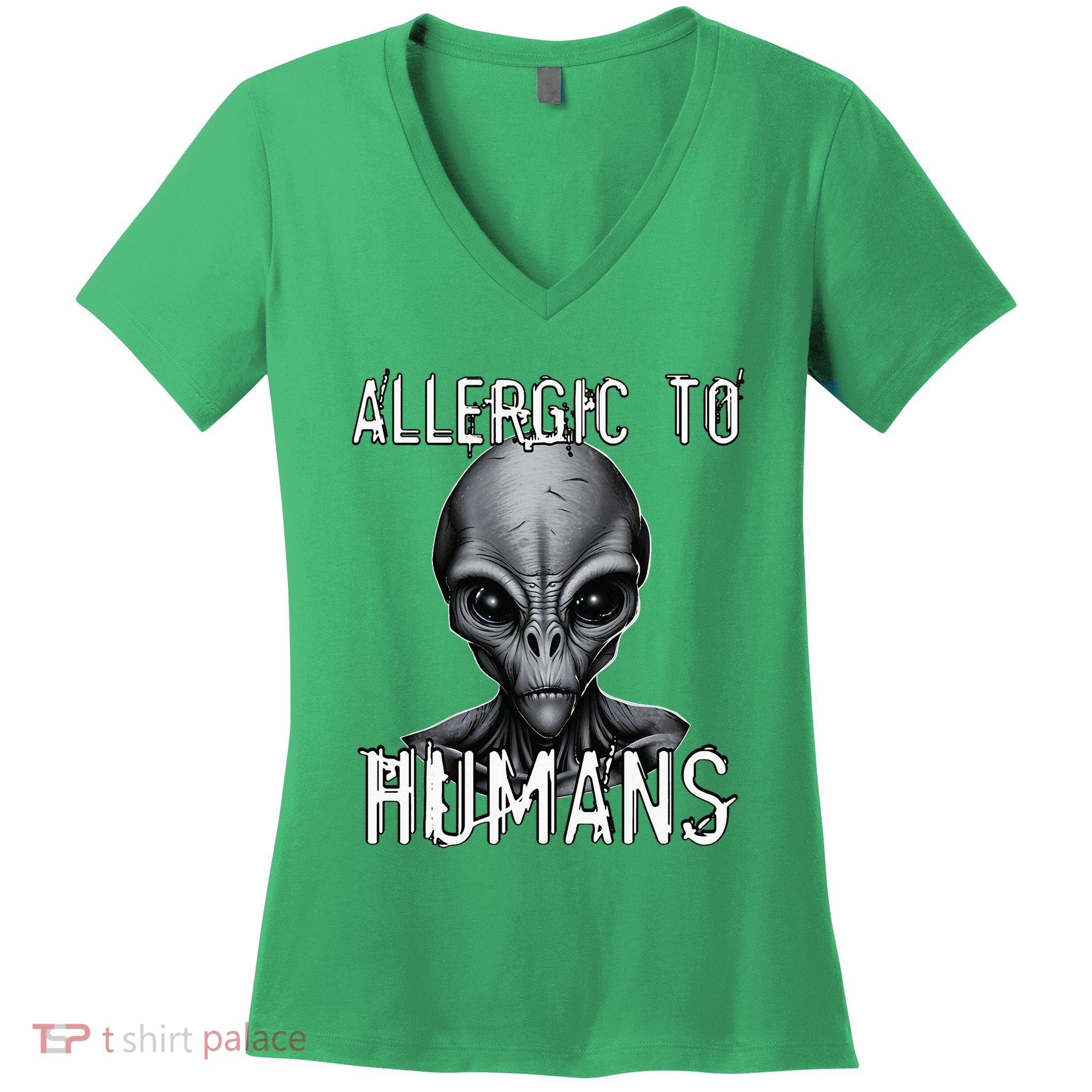 Allergic To Humans Funny Ufo Paranormal Women's V-Neck T-Shirt