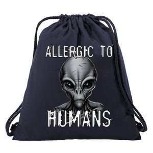 Allergic To Humans Funny Ufo Paranormal Drawstring Bag