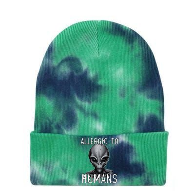 Allergic To Humans Funny Ufo Paranormal Tie Dye 12in Knit Beanie