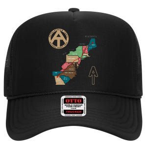 Appalachian Trail Hiking Map High Crown Mesh Back Trucker Hat