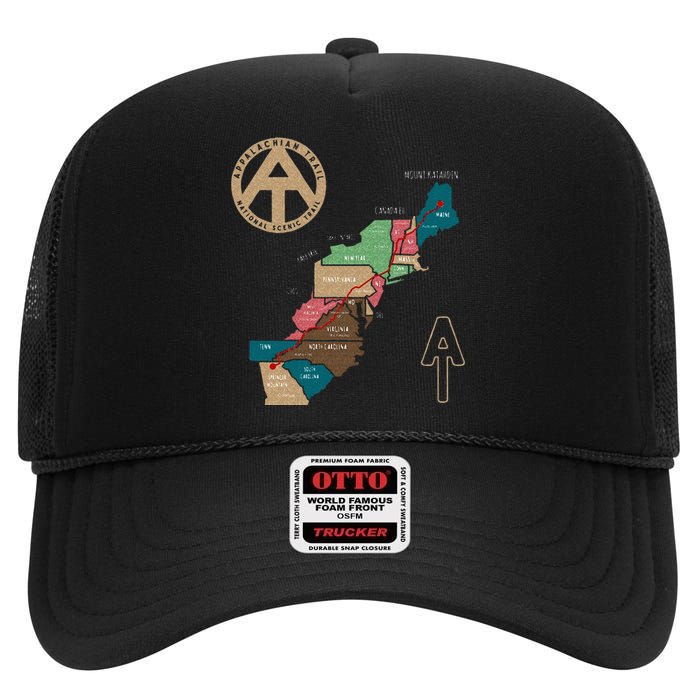 Appalachian Trail Hiking Map High Crown Mesh Back Trucker Hat