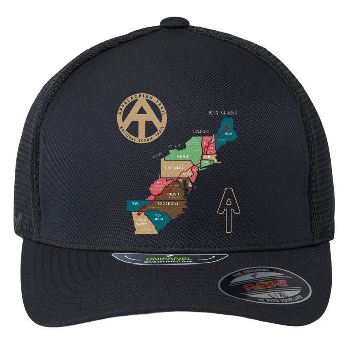 Appalachian Trail Hiking Map Flexfit Unipanel Trucker Cap