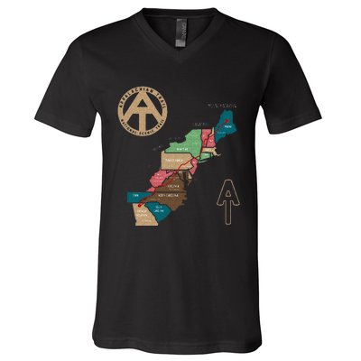 Appalachian Trail Hiking Map V-Neck T-Shirt