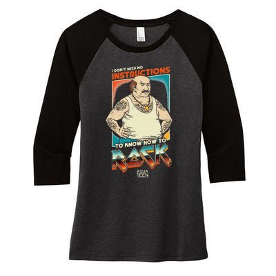 Aqua Teen Hunger Force Carl DonT Need Instructions To Rock Women's Tri-Blend 3/4-Sleeve Raglan Shirt