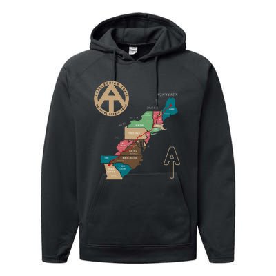 Appalachian Trail Hiking Map Performance Fleece Hoodie