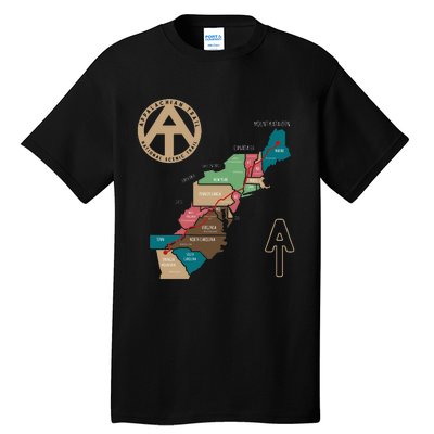 Appalachian Trail Hiking Map Tall T-Shirt