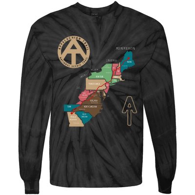 Appalachian Trail Hiking Map Tie-Dye Long Sleeve Shirt