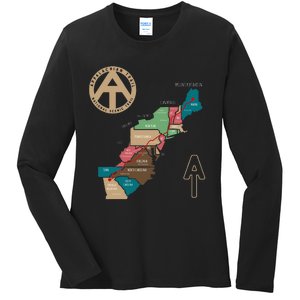 Appalachian Trail Hiking Map Ladies Long Sleeve Shirt