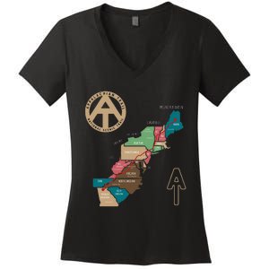 Appalachian Trail Hiking Map Women's V-Neck T-Shirt