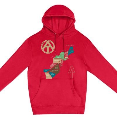 Appalachian Trail Hiking Map Premium Pullover Hoodie